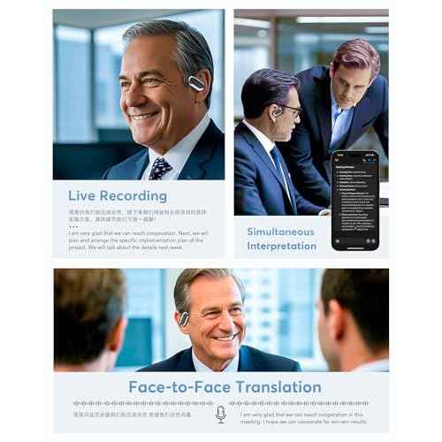 AI Language Translation Earbuds Real-Time, 144 Languages & Accents, Audifonos Traductores Ingl?s Espa?ol, Compatible with iOS & Android, Ideal for Travel, Business, Learning, Matte Black