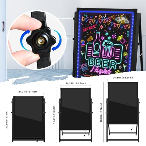 Hosim 32"x 24" LED Message Writing Board with 8 Markers & 16 Lighting Colors - Illuminated Neon Sign for Restaurants & Events