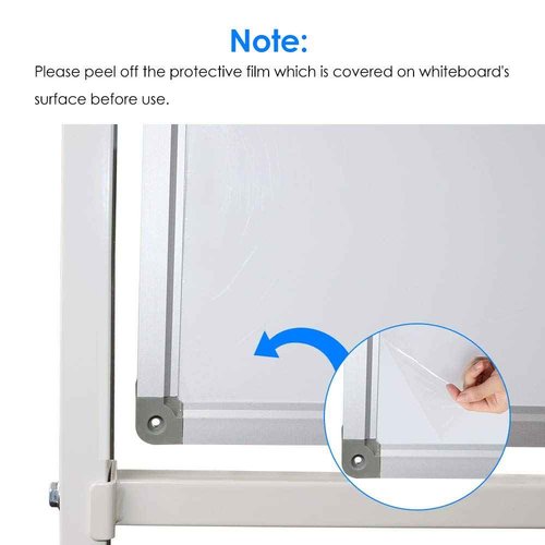 DEVELOP Magnetic Mobile White Board with Stand, 36 x 24 Inches, Rolling Double Sided Dry Erase Board on Wheels, Small Writing Standing Whiteboard Easel Easy Flip for Home, Office & School