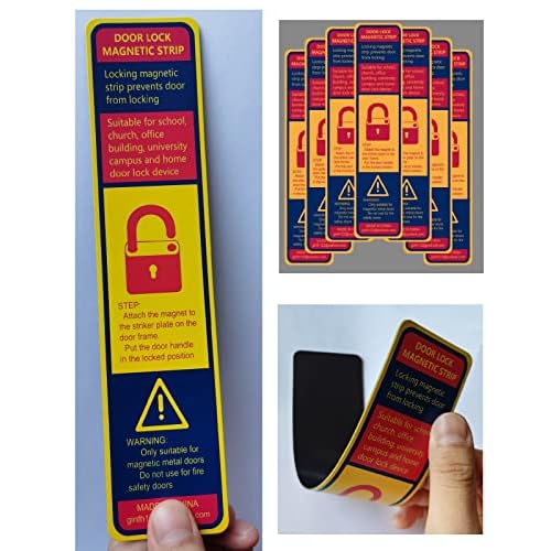 60 Pack Lockdown Magnetic Strips for School Office Public Business District Lockdowns Rapid Lockdown Magnet Strongest Lockdown Magnet 0.8mmThick (Yellow, Printed Version)