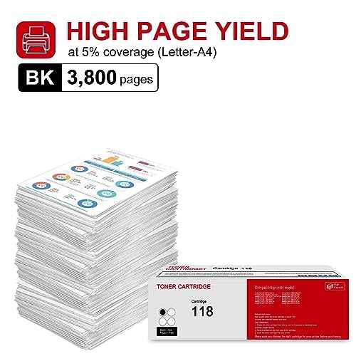 1 Pack 118 2662B001 Black Remanufactured Toner Cartridge: Compatible CRG 118 2662B001 Replacement for Canon Color imageCLASS MF8380Cdw LBP7210Cdn LBP7600C MF8580CDW MF726CDW Printer