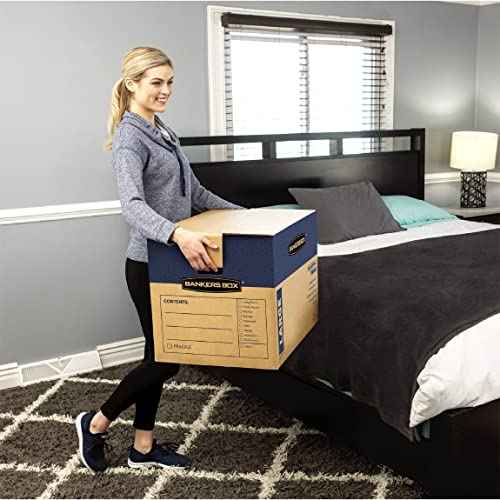 Bankers Box Large Prime Moving Box 6 Pack, Reinforced Handles, Tape-Free Assembly, Attached Lid, 18-in x 18-in x 24-in (0062904)