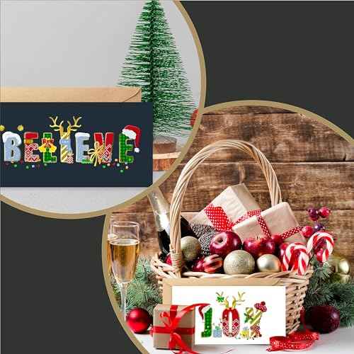 easykart labels 54 Christmas Cards Assortment with Envelopes & Sealing Stickers,Holiday Theme 6 Designs with Foiling & Emboss Effect,7.25" x 3.75" For Friends, Family and loved Ones