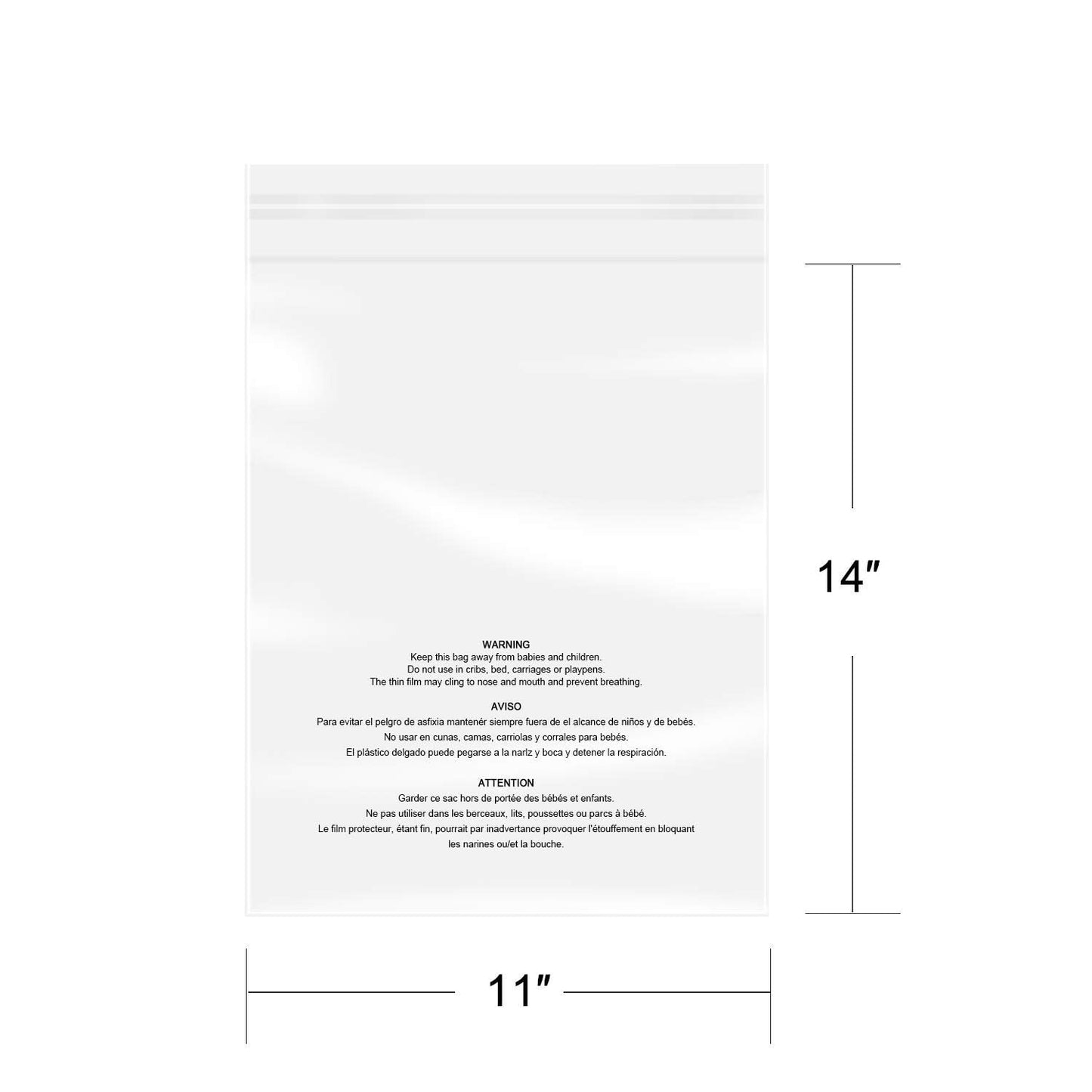 iMailer - 200 Pcs 11" x 14" Clear Poly Bags with Suffocation Warning Self Seal 1.6 Mil for Shipping, Packaging, T-Shirt - Permanent Adhesive