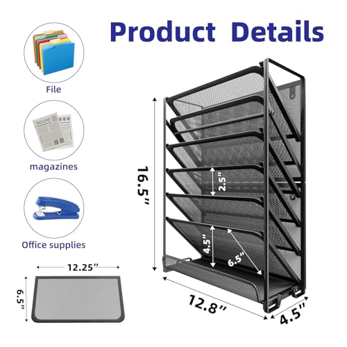 Simple Trending Black 7-Tier Wall File Organizer - Hanging & Desktop