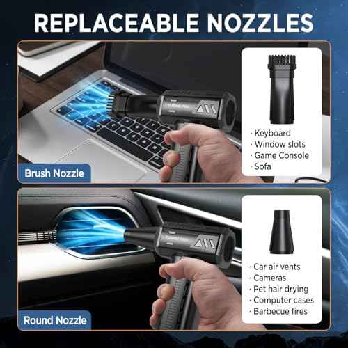 Compressed Air Duster,300000RPM Super Power Cordless Electric Air Duster,10000mAH Rechargeable Brushless Motor Blower,3-Gear Adjustable Turbo Fan Duster Blower for Computer,Car,Outdoor and House