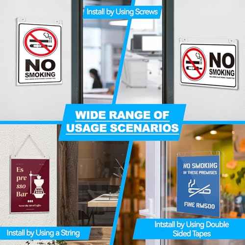 EHWINE 12 Pack 8.5x11 Wall Mount Acrylic Sign Holder, Acrylic Wall Sign Photo Menu Flyer Display Holder, Plastic Clear Picture Adhesive Frames for Office Business Store (Provide Mounting Screws)