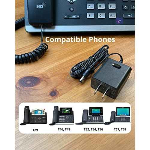 Yealink Phone Power Adapter PS5V2000US - for Yealink Telephones SIP-T29G, T46S T48S, T58A, T58-CAM, T54W, T57W, MP54, MP56 for Teams, MP58 GTW Microfiber Cloth