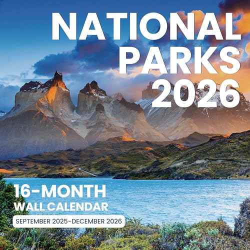 SUNEE 2026 Wall Calendar 12x12 Inches with 16 Months from September 2025 to December 2026, Large Wall Calendar Thick Glossy Paper, 12" x 24" (Open), National Parks