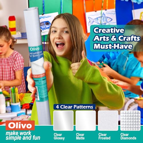 Olivo Clear Glossy Contact Paper Roll 17.5in x 10ft Peel & Stick for Crafts & Books