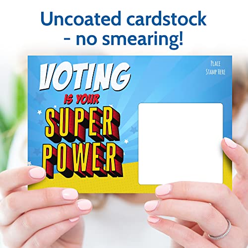 T MARIE 400 Bulk Voter Postcards 4x6-4 Vibrant Designs, Blank Back for Personalized Messages, Smear-Resistant Uncoated Cardstock, Spark Change and Encourage Voting in Your State
