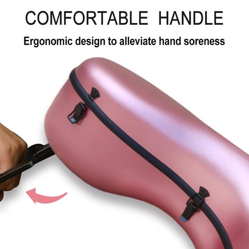 ModouString Cello Hard Case 4/4 with Wheels and Embedded handle Aviation Composite Materials Waterproof (rose gold)