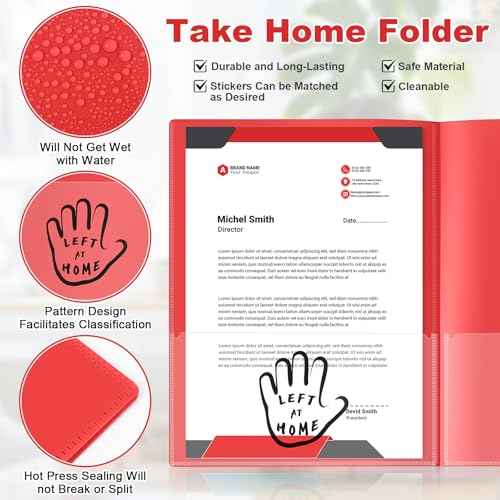 Henoyso 48 Pcs Plastic Parent Teacher Communication Folder with 2 Pockets Take Home Folders with Clear Heavy Duty Pocket Fit Letter Size for School Students Teacher Home, 11.8¡¿9.45 Inch(Red)