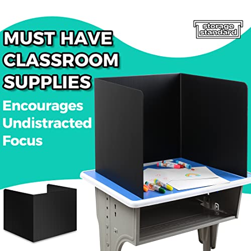 Storage Standard 22-Pack Desk Dividers for Students - Waterproof Plastic Study Carrel, Classroom Privacy Shields, Easy-to-Clean Black