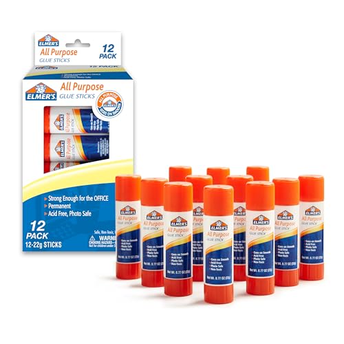 Elmer's 12 Count All-Purpose Glue Sticks, Washable, Non-Toxic, Clear 0.77 oz