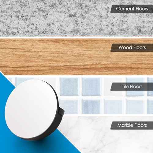 16 Pcs Self Adhesive Door Stoppers, Stainless Steel Floor Door Stop Wall Protector, Half Dome Floor Gate Stopper for Living Room, Bedroom, Bathroom, Office (Black)