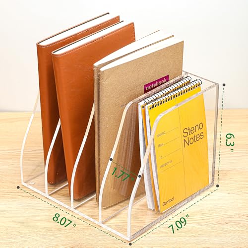 AIDIMOO B5 4-Section Clear Acrylic Magazine File Holder, Desk Organizer