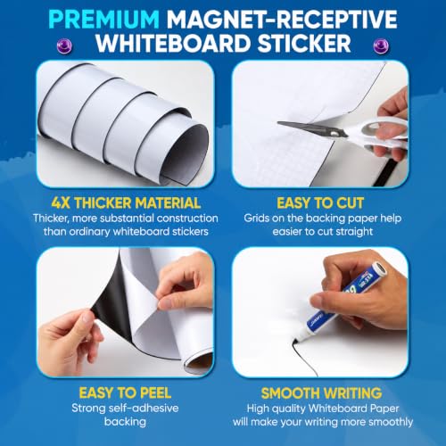 39" x 17.7" Self-Adhesive Whiteboard Sticker with Magnetic Wall Decal for Home & Office