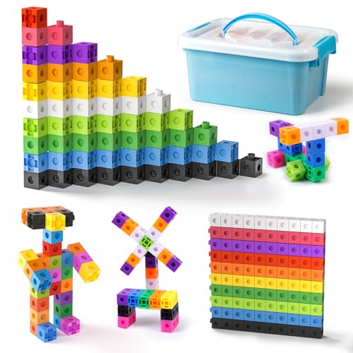 TommyHome 301PCS Math Linking Cubes Set with Storage Box – Preschool Educational Building Blocks for Kids, Counting, Pattern & Math Skills