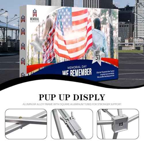 Fabric Pop Up Display Stand Custom Exhibit Booth Trade Show Backdrop Display Banner Collapsible Pop-Up Backdrop with Stand 10x7.5 FT