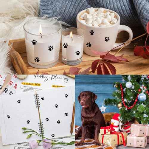Paw Stickers, 2000 Pcs 0.5 Inch Clear Puppy Dog, Black Bear Paw Prints Self-Adhesive Sticker Roll