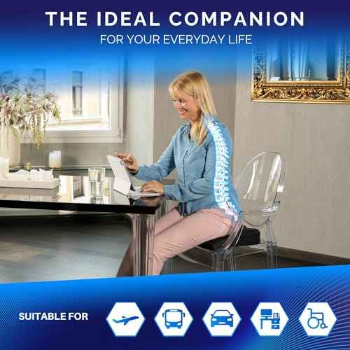 Healthfix¢ç Wedge Seat Cushion - Orthopedic Memory Foam Seat Wedge for Office Chairs, Posture Support, Pressure Relief for Back/HIPS/Tailbone - Medium (130-200 lbs)