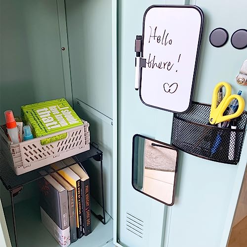 Svartur Black Locker Organizer Kit with Shelf, Mirror, Whiteboard & Pen Holder