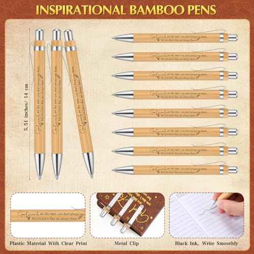 24 Pcs Friendsgiving Gift Bulk for Good Friends A6 Leather Journal Notebook Notepads with Bamboo Pens Friendship Appreciation Gift for Thanksgiving Birthday Women Sister Group (Brown)
