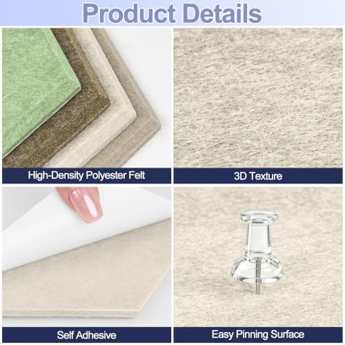 Linen Dusk 8-Pack Hexagon Felt Bulletin Cork Tiles Wall Decor for DIY Projects