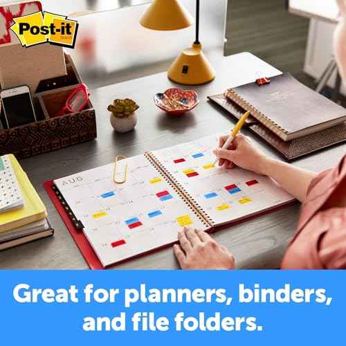 Post-it Tabs, 1 in Solid, Aqua, Yellow, Pink, Red, Green, Orange, 6/Color, 36/Dispenser (686-ALOPRYT)