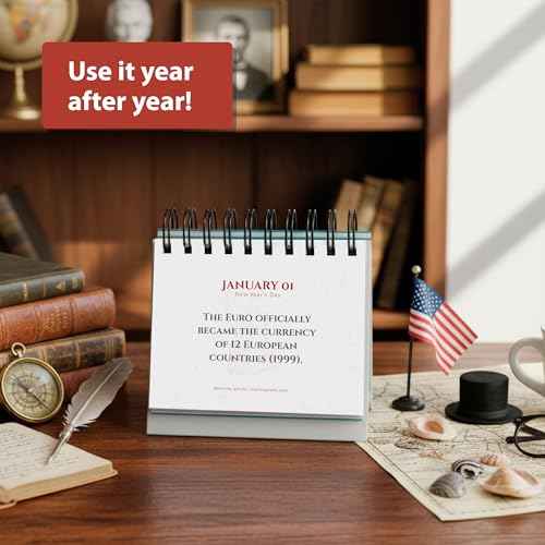 Today in History Perpetual Calendar | Daily World History Facts Desktop Calendar, This Day In Amazing History Trivia Facts & Achievements | History Buff Gift Page A Day Box Calendar with Historical Info For Every Day of The Year