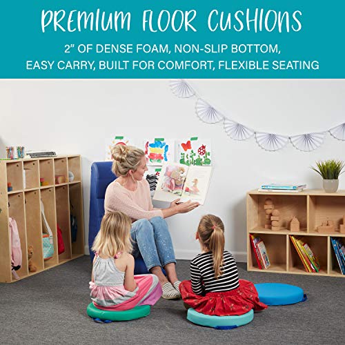 Contemporary Round Classroom Floor Cushions - 15 Inch Portable Seating