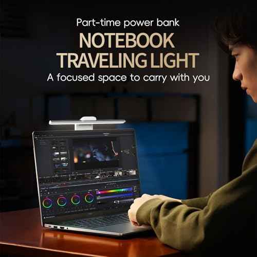 Laptop Monitor Light Bar, Auto-Dimming, No-Glare Home Office Desk Lamp Suitable for Curved/Flat Panel Monitors, Long-Lasting Portable Desk Lamp for Office Travel Bedroom