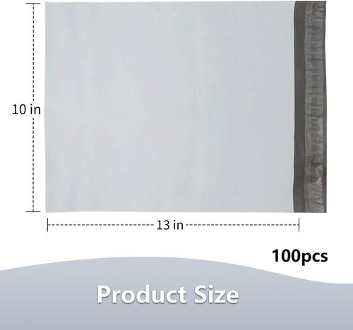 Poly Mailers by 9527 - Self-Sealing Shipping Bags | 100 Count, 10x13 Inches, 2.5 Mil White