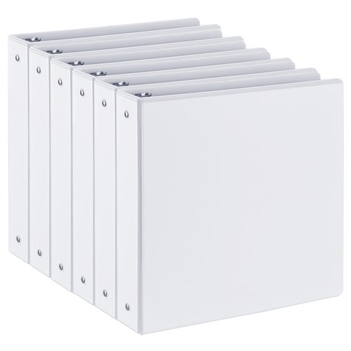 1.5-inch 3 Ring-Binder with 2 Interior Pockets, Premium 1.5''-Binders Holds 325 Sheets US Letter Size 8.5'' x 11'' Paper - Durable, Versatile Binders for Office, Home, and School Use, 6 Pack (White)