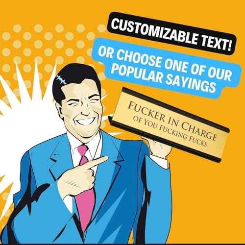 Fucker in Charge Desk Nameplate Sign - 8x2" Executive Desk Nameplate Gag Gifts for Men,Boss, Manager, and Coworker - Office Accessories funny desk signs