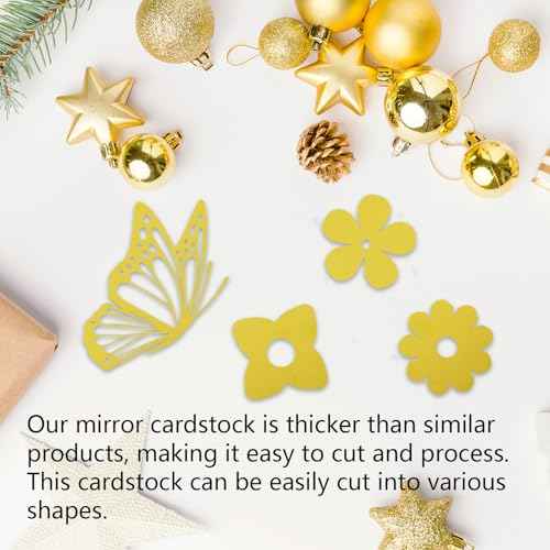 20 Sheets Gold Metallic Cardstock Paper 8.5 x 11in,250GSM Mirror Finish Surface Foil Board Perfect for Crafting, Invitations & Decorations (Gold)