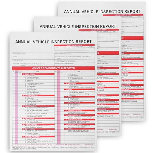 25pc 3-Ply Carbonless Vehicle Inspection Forms & Aluminum Stickers, 8.5x11.75