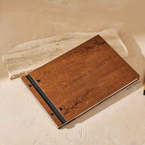 Funeral Guest Book in Loving Memory Funeral Guest Book for Memorial Funeral Service by AspenStudio with Wood Cover Signing Book for Funeral
