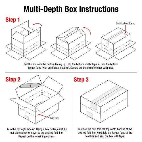 Aviditi Shipping Boxes Multi-Depth 10"L x 8"W x 6"H, 25-Pack | Corrugated Cardboard Box for Packing, Moving and Storage