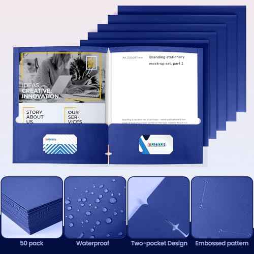 BIBRADAA¢ç 100 Packs Blue Folders,Paper Folder Surface with Waterproofing,Letter Size,Holds 100 Plus Sheets,for School,Office,Business. (100, Blue)