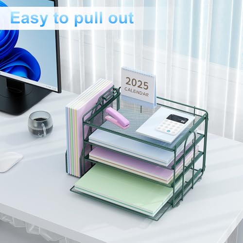 Spacrea Dark Green 4-Tier Desktop Paper Organizer with File Storage
