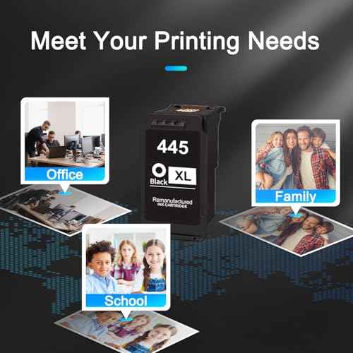 PG-445XL Black Ink Cartridge Replacement for Canon 445XL PG445 High Yield for MG2440 MG2540S MG2545S MG2940 TS204 TS304 MX494 TR4540 IP2840 Printer (1 Black)
