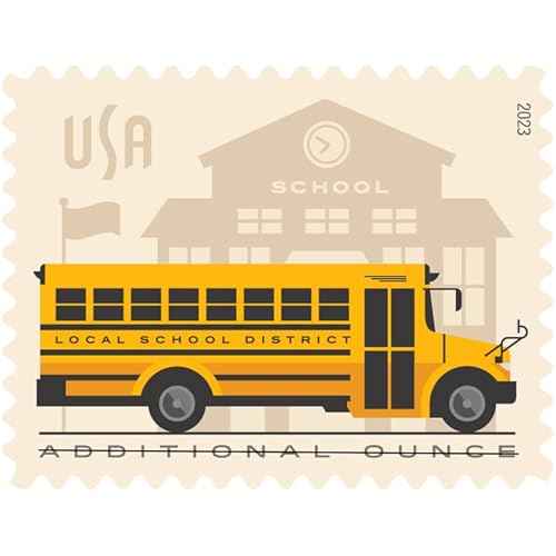 School Bus Additional Ounce USPS Postage Stamps 1 Sheet of 20 Students Children Teachers Celebration Party Announcement (20 Stamps)