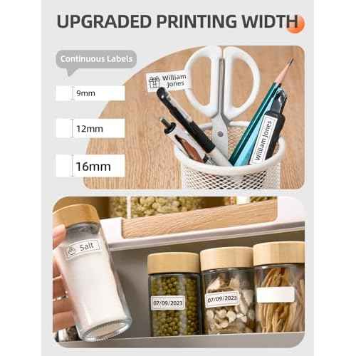 Makeid E1 Portable Label Maker - Bluetooth Compatible Thermal Printer - QWERTY Keyboard, 4.42" LCD Screen - Prints 9mm, 12mm, 16mm Clear Waterproof Sticker Labels - Includes USB Cable