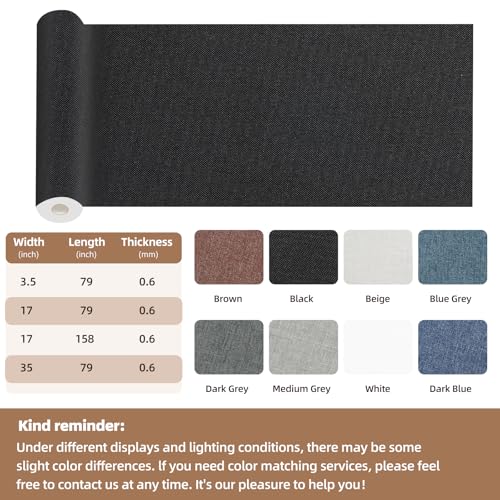 Fabric Repair Patch, 17X158 Inch Fabric Large Repair Tape, Self-Adhesive Patches for Furniture, Sofa, Car Interior, Shoes, Hand Bag, Clothing (Grey, 17X158 Inch)