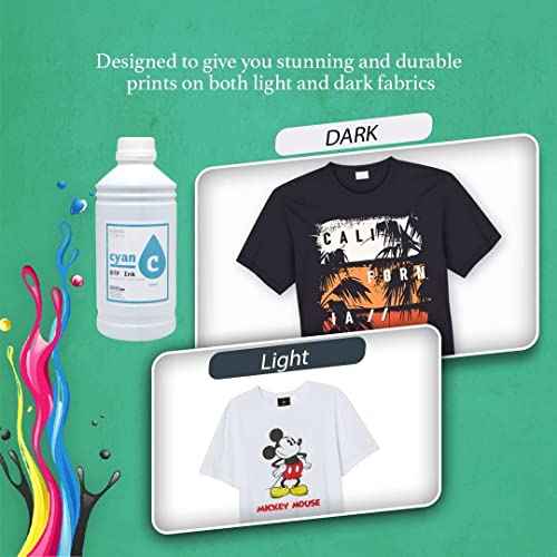CISinks Premium DTF Ink Bottle Refill Set 1000ML- Direct to Film Heat Transfer Printing, Conversion Kit, Compatible w/DTF Film-White