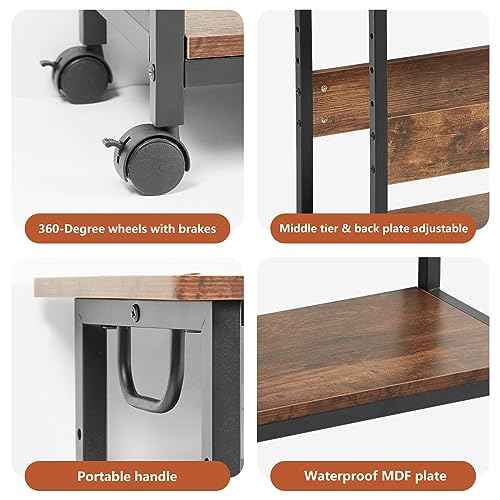 TooCust Computer Tower Stand Under Desk, Computer Tower and Printer Stand, 3-Tier PC Tower Floor Stand with Side Shelf, Printer Table for Home Office
