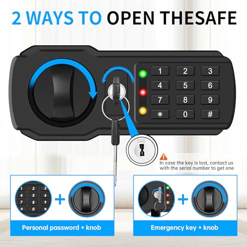 0.8 Cubic Small Safes for Home Use, Digital Security Home Safe Box with Programmable Keypad, Removable Shelf and Spare Keys, Anti-Theft Money Safe Steel Lock Box for Document Medicine Valuables