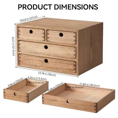 Kirigen Wood Desktop Storage Cabinet/Workspace Document Office necessity Organizer with 4 Drawers/Home,office Letter Mail Sorter with 3 levels/Hold Makeup Box (BR, 3-layer &4 drawers) Dark brown